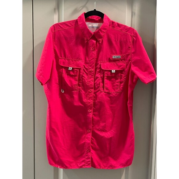 COLUMBIA PFG Fishing Shirt, Bright Pink, Sz M - Picture 1 of 6